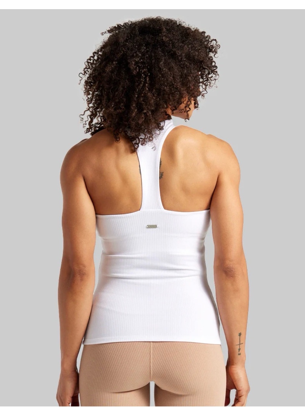 BYLT Basics White Ribbed Racerback Tank - Picture 3 of 9